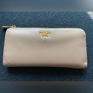 Prada Large Saffiano Leather Wallet, powder pink